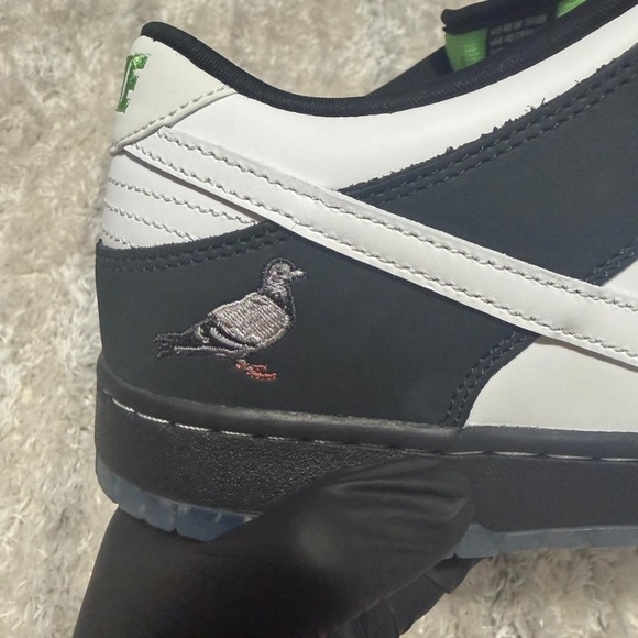 Panda Pigeon Jordan 1 Nike Black and White Low-Top Sneakers - Picture 13 of 13